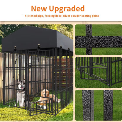 Heavy Duty Large Dog Kennel Pet Welded Metal Playpen Animal Cage with Roof Cover Pet Run Enclosure Playpen House Outdoor Indoor