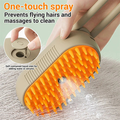 Steamy Brush For Pets  3 In 1 Electric Spray