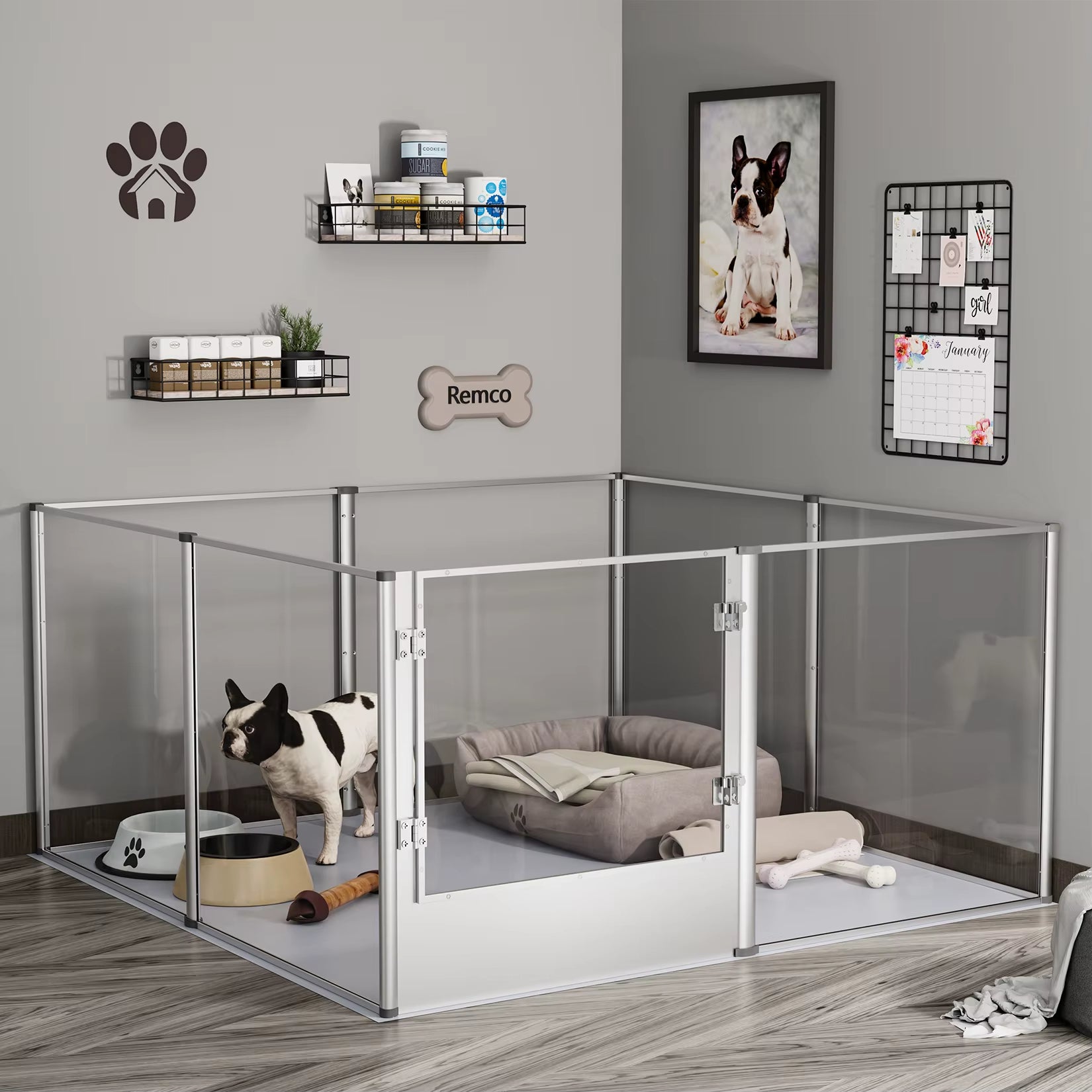 Acrylic Dog Playpen Fence with Waterproof Fertility Pad, Cats and Puppies, Whelping Pen Box, Pet Cage, Pet Supplies