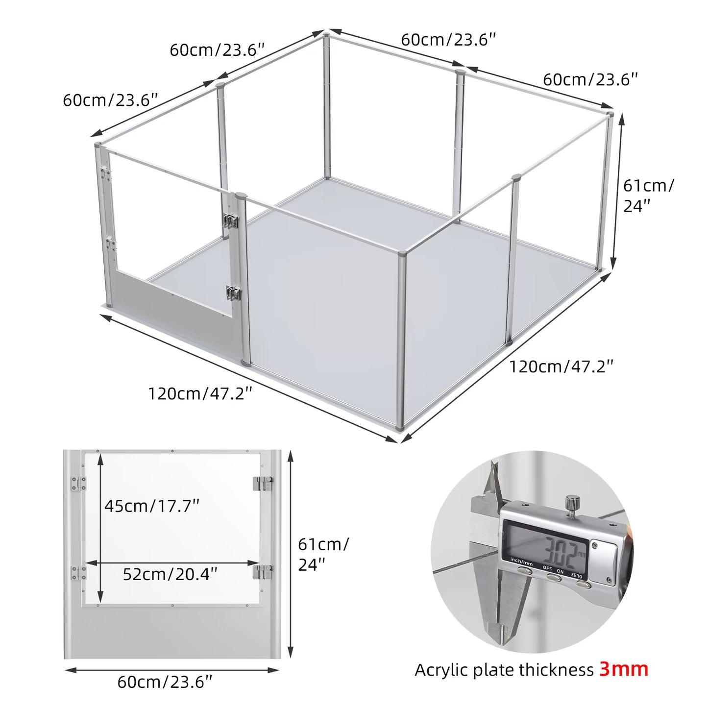 Acrylic Dog Playpen Fence with Waterproof Fertility Pad, Cats and Puppies, Whelping Pen Box, Pet Cage, Pet Supplies