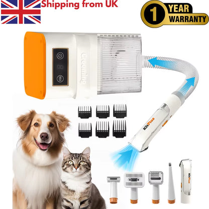 Dog Grooming Kit, Rechargeable Hair Trimmer, 12000Pa 5 Modes Suction 99% Pet Hair, 2L Large Capacity Vacuum, 11 Tools