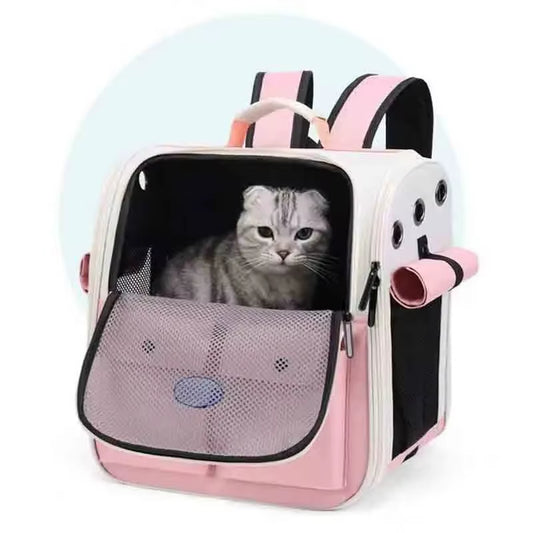 Cat Carrier Backpack Adjustable Strap Pet Carrying Bag Ventilation Large Capacity Foldable Cat Backpack for Outdoor Travel