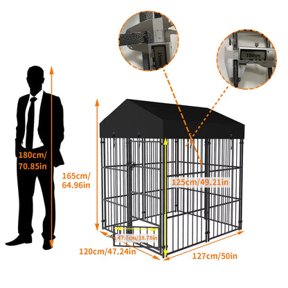 Heavy Duty Large Dog Kennel Pet Welded Metal Playpen Animal Cage with Roof Cover Pet Run Enclosure Playpen House Outdoor Indoor