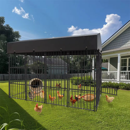 Heavy Duty Large Dog Kennel Pet Welded Metal Playpen Animal Cage with Roof Cover Pet Run Enclosure Playpen House Outdoor Indoor