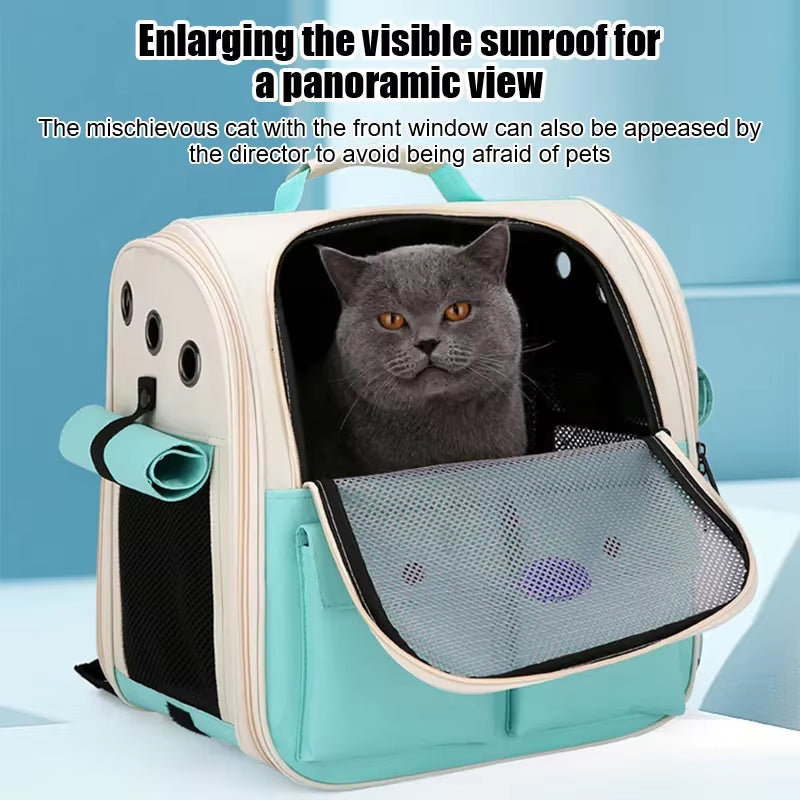 Cat Carrier Backpack Adjustable Strap Pet Carrying Bag Ventilation Large Capacity Foldable Cat Backpack for Outdoor Travel