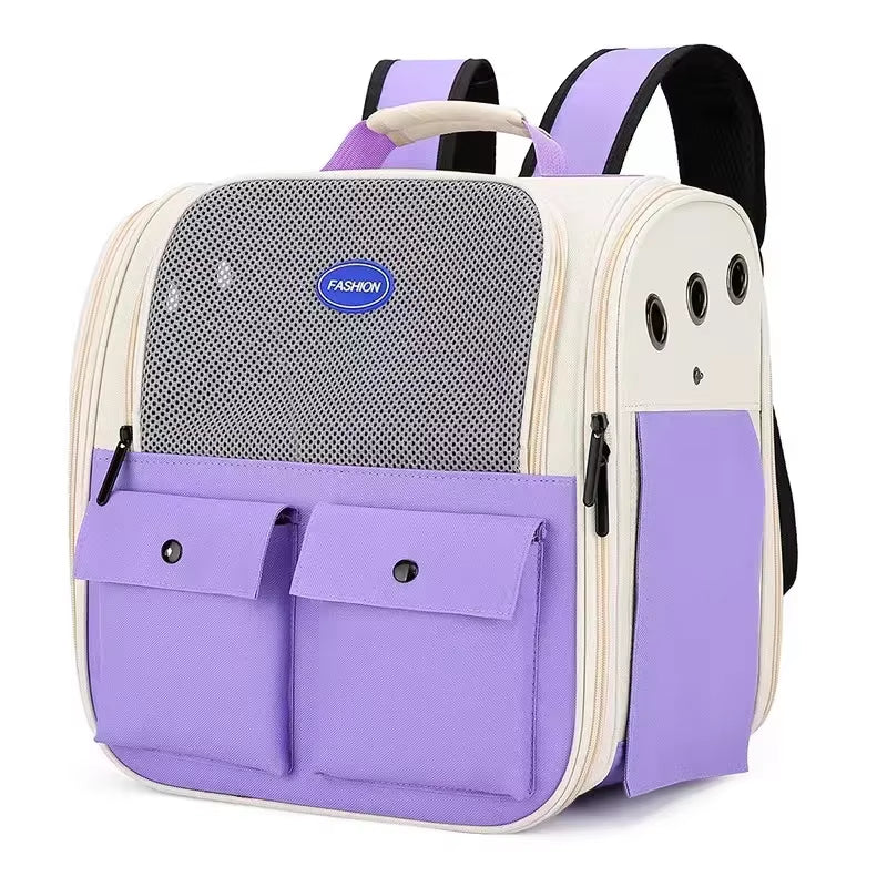 Cat Carrier Backpack Adjustable Strap Pet Carrying Bag Ventilation Large Capacity Foldable Cat Backpack for Outdoor Travel